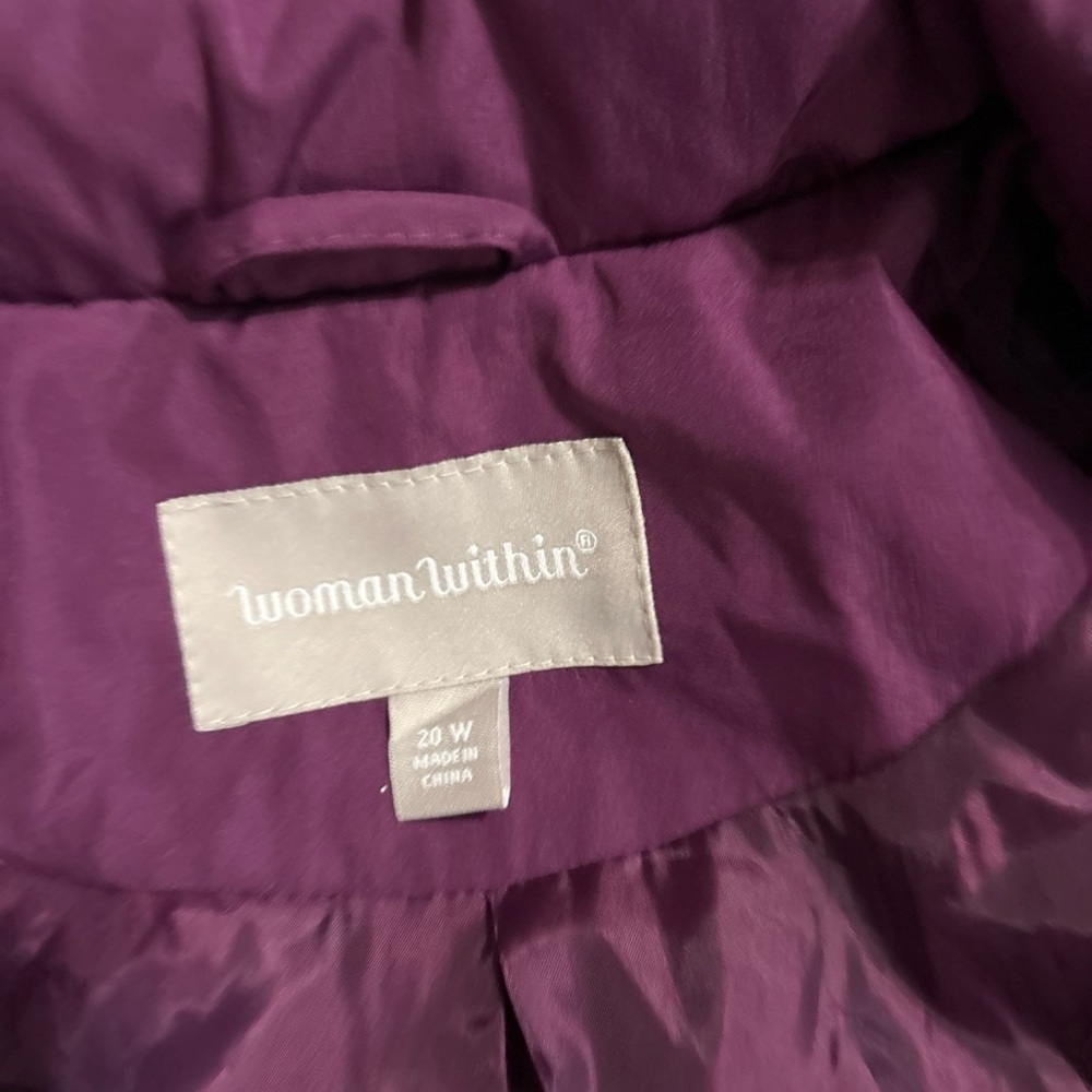 Woman Within Plus Size Long Zip Out Lining Purple Waterproof Parka+Hood 20W - Picture 3 of 3